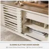 48" Lift Top Coffee Table with Slatted Sliding Door, Mid Century Modern Center Table with Hidden Storage Compartment 5