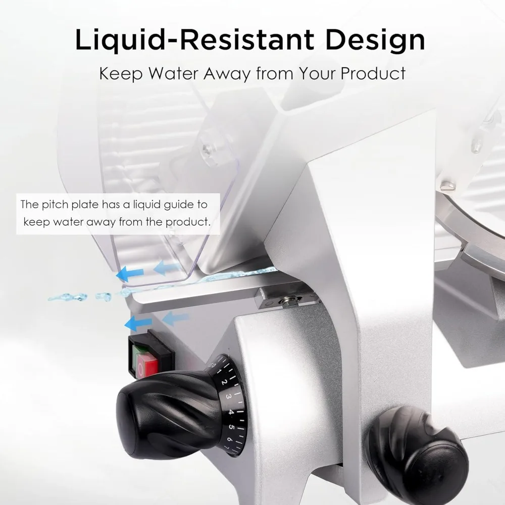 Commercial Grade Electric Meat Slicer, 1/4 HP, Italian Carbon Steel Blade, Manual Food Slicing Machine for Lunch, Adjustable Sli