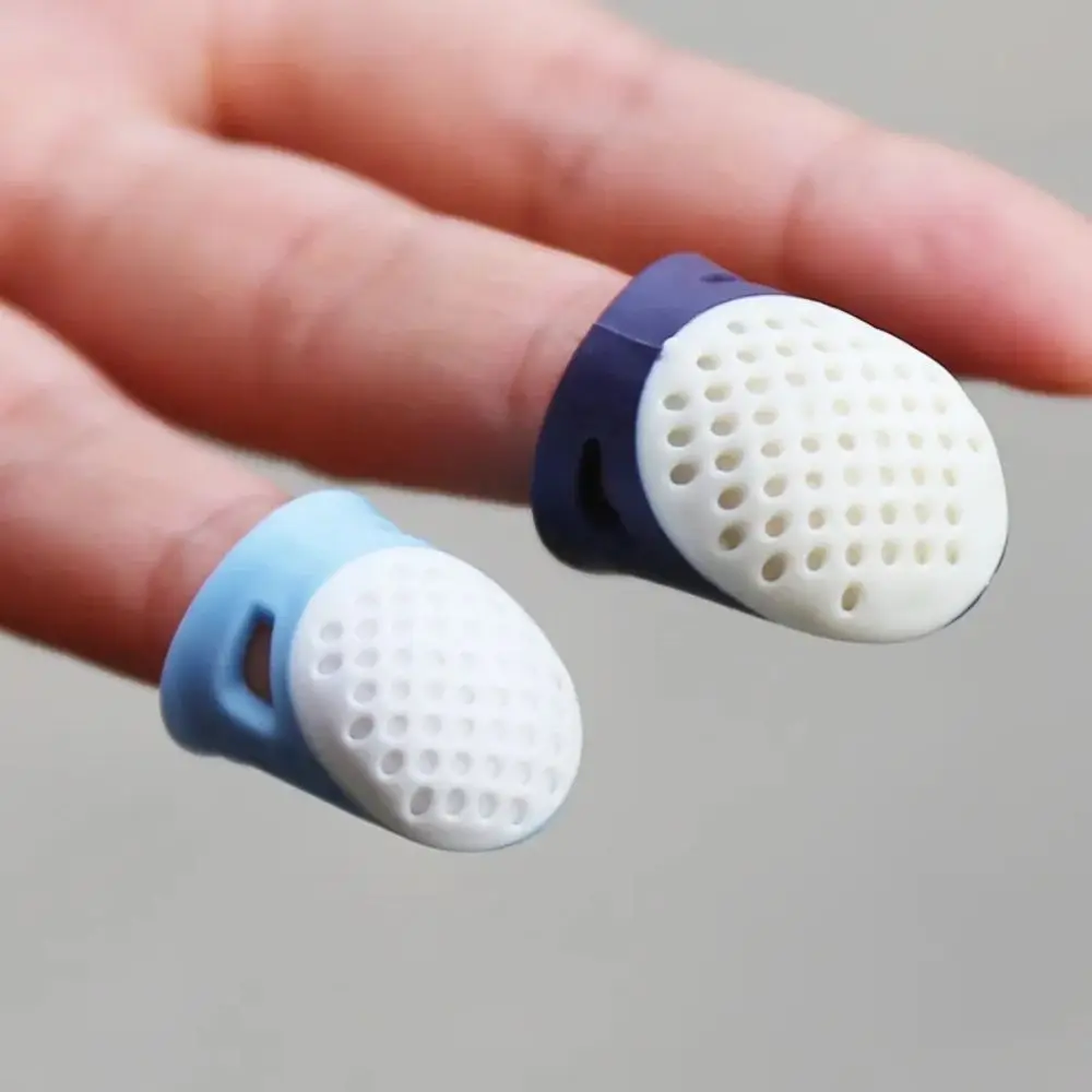 Description Picture 5 of item4PCS Retro Anti-slip Thimble Finger Cover Hollowed Silicone Sewing Finger Protector DIY Hand Cross-stitch Sewing Tools Home