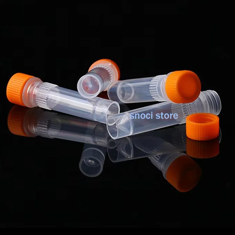 1.5ml Cryopreservation Tube Cryotube Freezing Tubes Centrifuge Tube Cryo-Tubes for Lab Analysis Screw Cap 100pcs