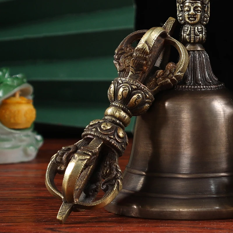 Vintage Brass Tibetan Bells Nepal Buddhist Hand Bell Dorje Vajra Yoga  Meditation Bell Outdoor Sound Healing Instrument Ornaments - AliExpress