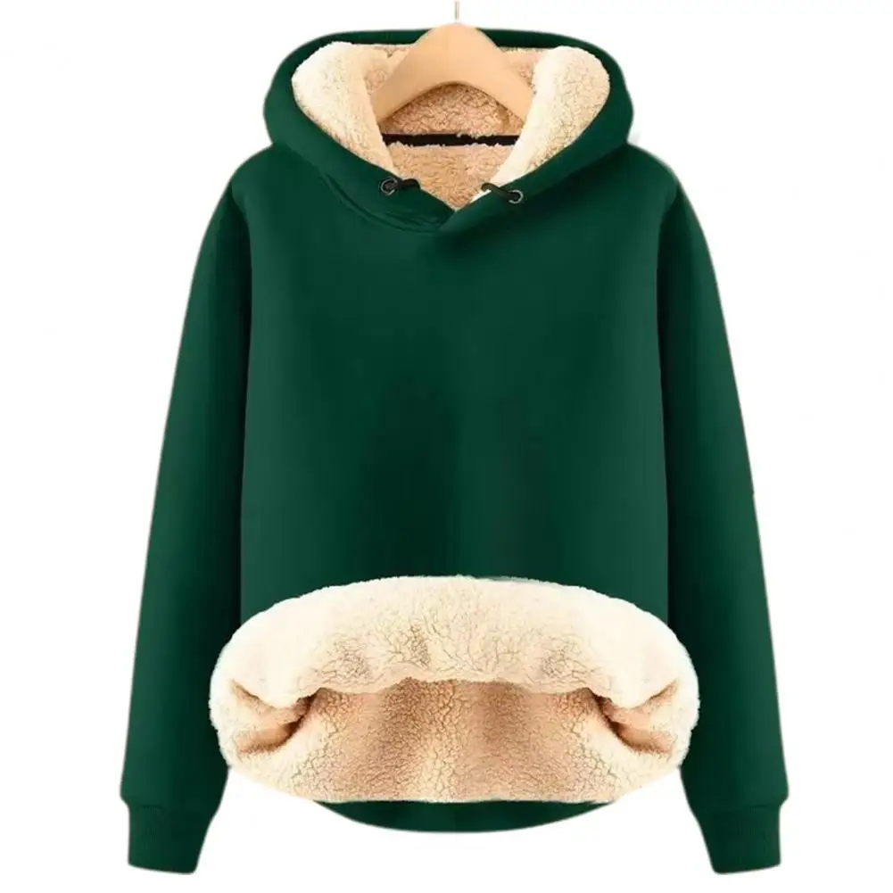 

New Men Sweatshirt Thicken Fleece Long Sleeve Pullover Loose Padded Drawstring Men Winter Hooded Sweatshirt Tops