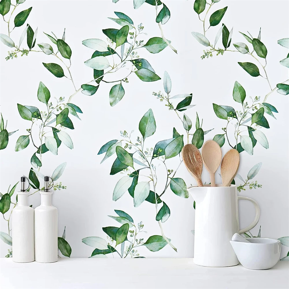 Green Leaf Wallpapers Vinyl  Self Adhesive Contact Paper Removable Waterproof Wallpaper for Furniture Renovation Decor Live Room grant green slick live at oil can harry s 1 cd