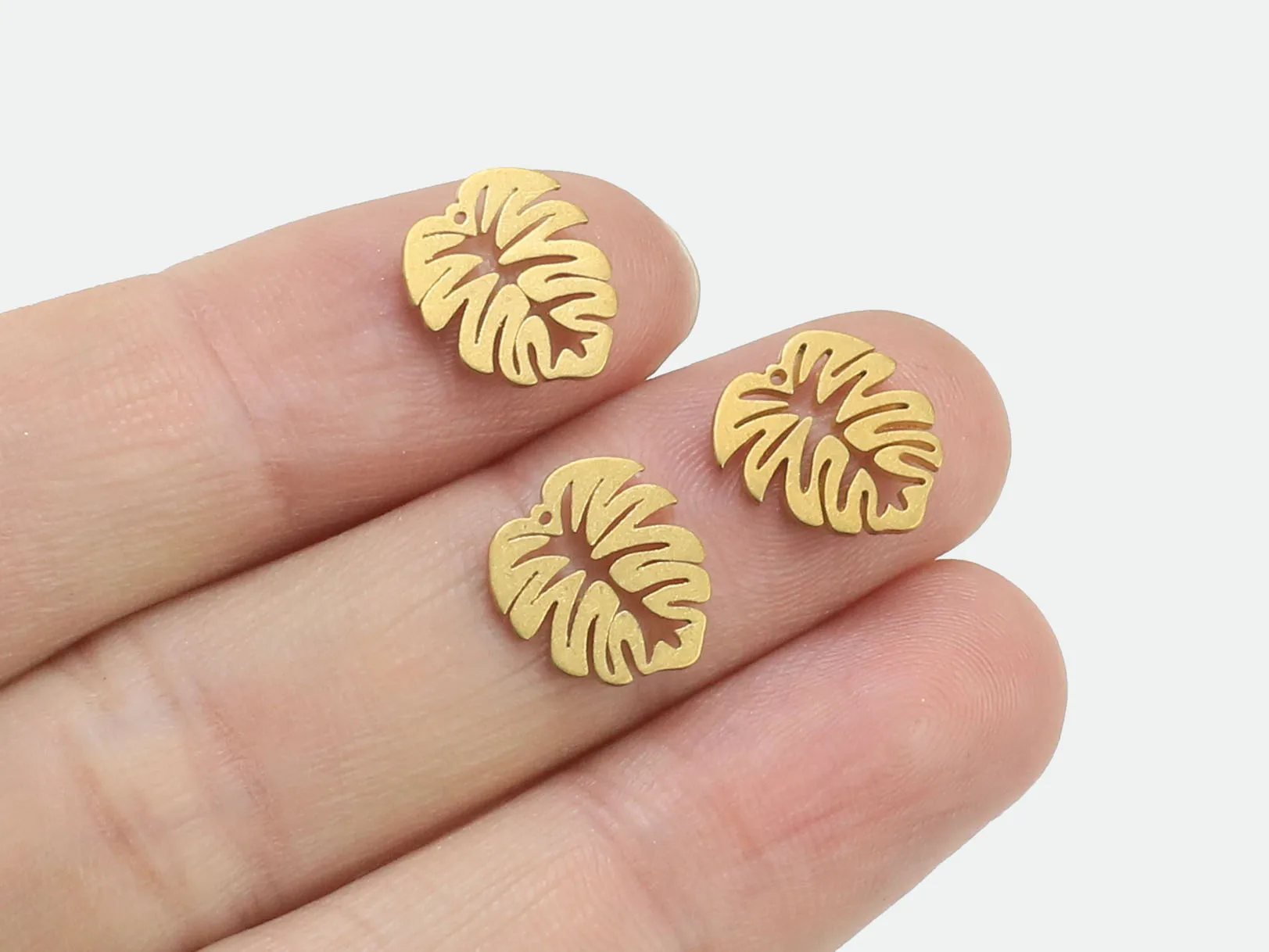 

6pcs Brass monstera charm Brass mini leaf pendant Earrings finding 11.5x10.8x0.9mm Brass findings -R1461