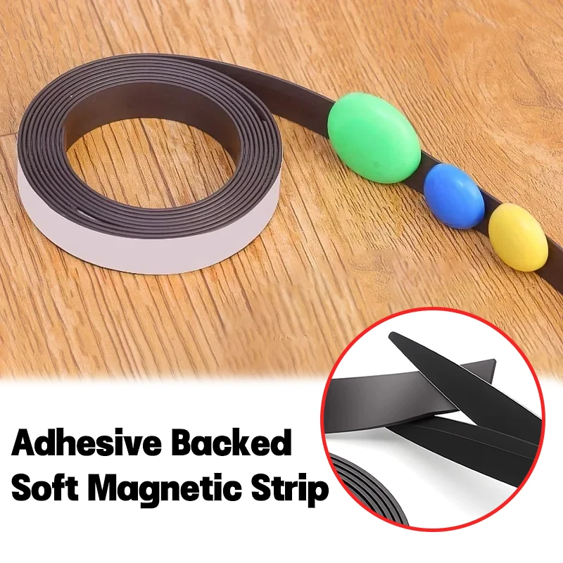 Flexible Magnetic Rubber Tape Self Adhesive Sticky Magnet Strips for Photo Posters Labels Fridge DIY Craft Projects 1cm 1.5cm Width Roll
