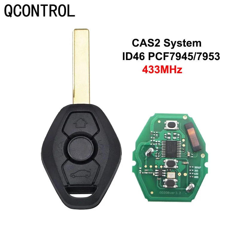 QCONTROL 433 MHz FSK Remote Key fit for BMW 3/5 Series CAS2/CAS2 System HU92 Key Blade ID46-7945 Chip