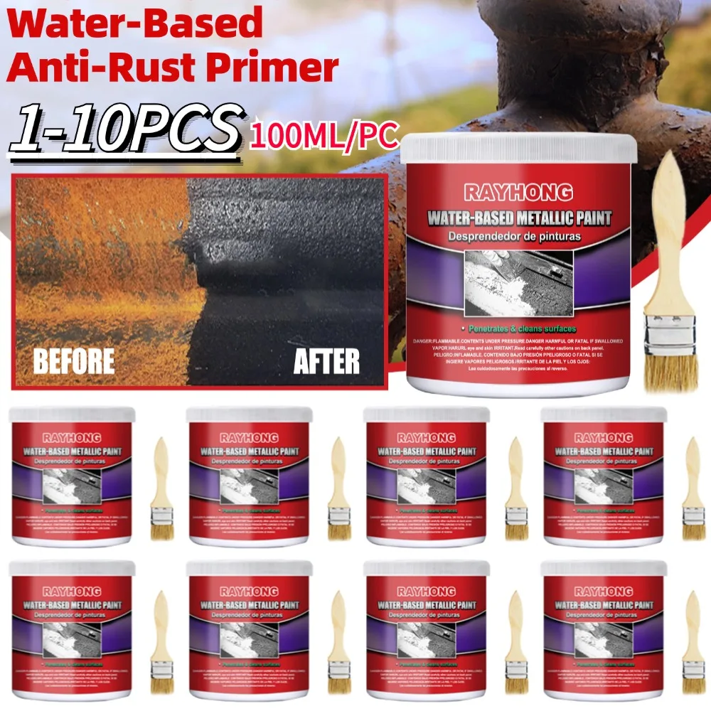 1-10Pcs Metal Surfaces Rust Remover Water Based Paint Iron Rust Converter Anti-rust Protection Car Coating Primer Inhibitor