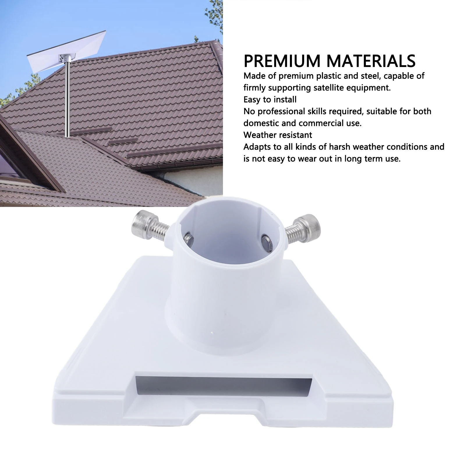Satellite Pipe Adapter Mount Steel Plastic Easy to Install Weather Proof Satellite Roof Mount for Gen 3