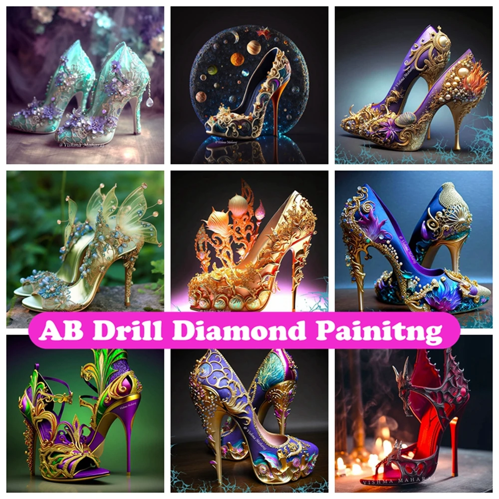 

Crystal High Heels 5D DIY AB Diamond Painting Embroidery Fantasy Shoes Rhinestones Cross Stitch Picture Mosaic Room Decor Gift