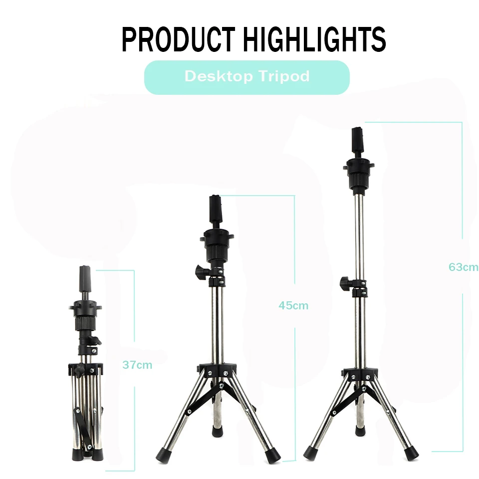 

Wig Mannequin Head Holder Adjustable Tripod Stand Holder Mannequin Head Tripod Hairdressing Training Head Holder