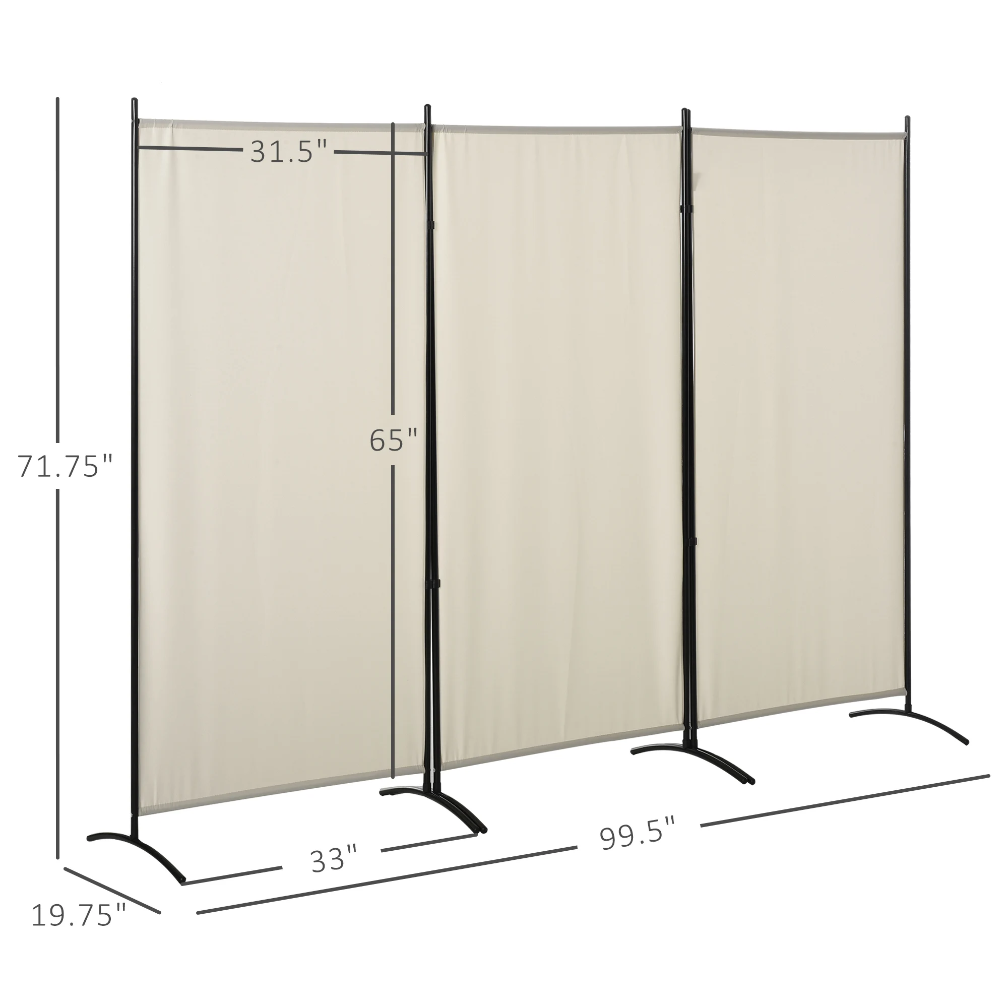HOMCOM 6' 3 Panel Room Divider, Indoor Privacy Screen for Home Office, Beige 3