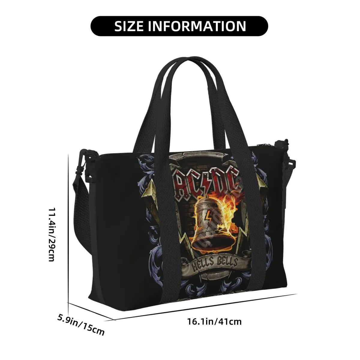 AC DC Rock Roll Band Tote Bag Women Large Capacity Australian Band Star Beach Gym Shoulder Travel Bag