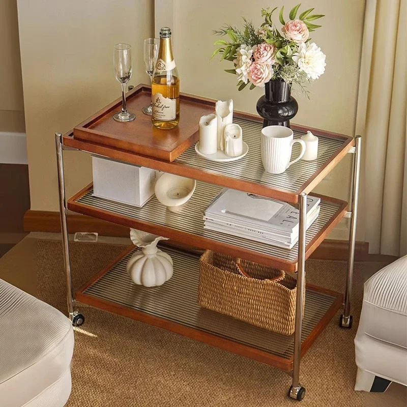 Solid Wood Trolleys Restaurant Small Apartmen Outdoor Hotel Coffee Tables Organizer Drinks Home Furniture