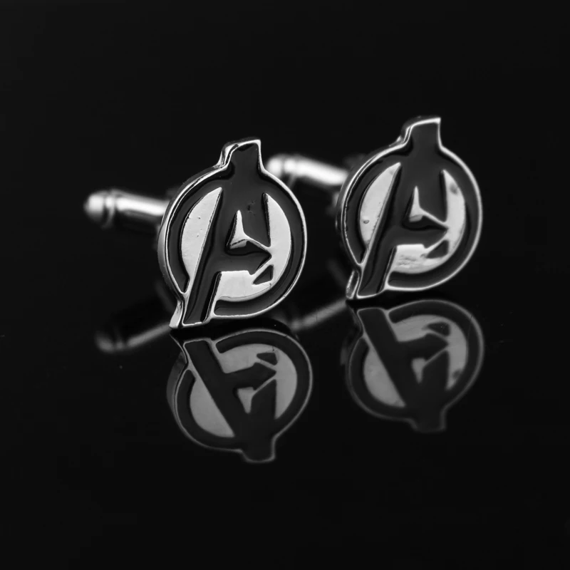 The Avengers Logo Metal Enamel Cufflinks Marvel Superheroes Team Badge Cufflinks for Men Suit Jewelry Accessories Toy Gift