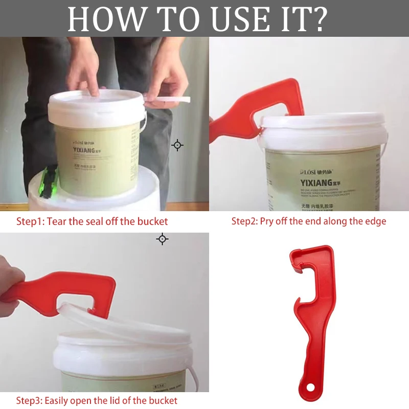 1 Ouvre-couvercle En Plastique Pour Seau à Peinture, Outil D'ouverture Pour La Maison, Le Bureau, Le Garage (rouge