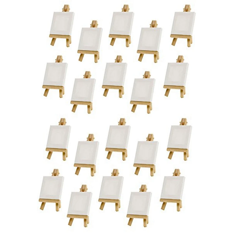 

20 комплектов, мини-мольберт с холстом 8x8 см