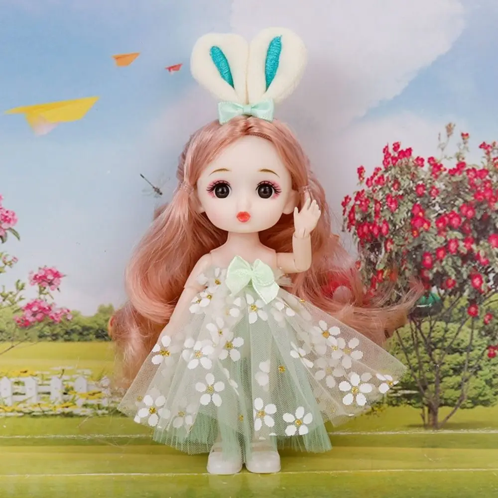 16cm Cute Face Big Eyes BJD Doll with Clothes and Shoes 1/12