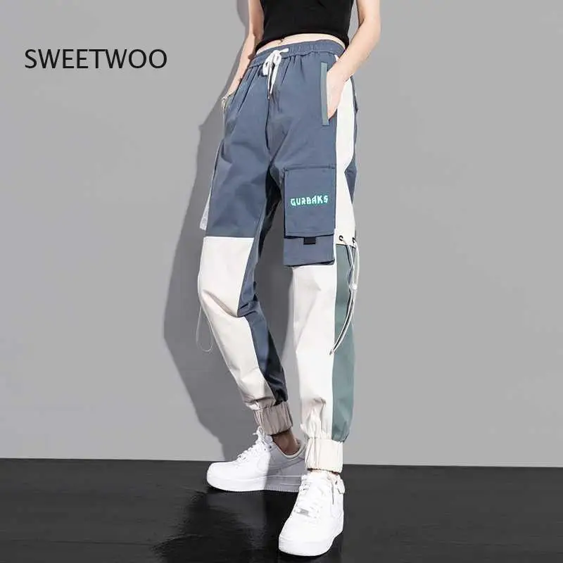 2022 New Women Pants Big Pockets Cargo Pants Women High Waist Trouser Female Loose Streetwear Hip Hop Joggers Pants Fashion Tide