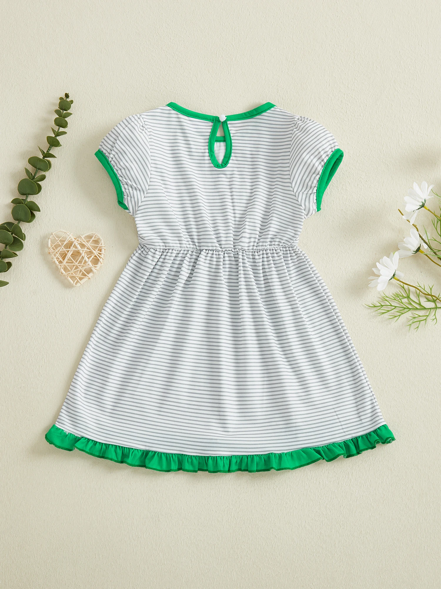 Adorable Toddler Girls Summer Dress with Cute Floral Print Striped Design and Stylish Ruffles - Perfect for Sunny Days