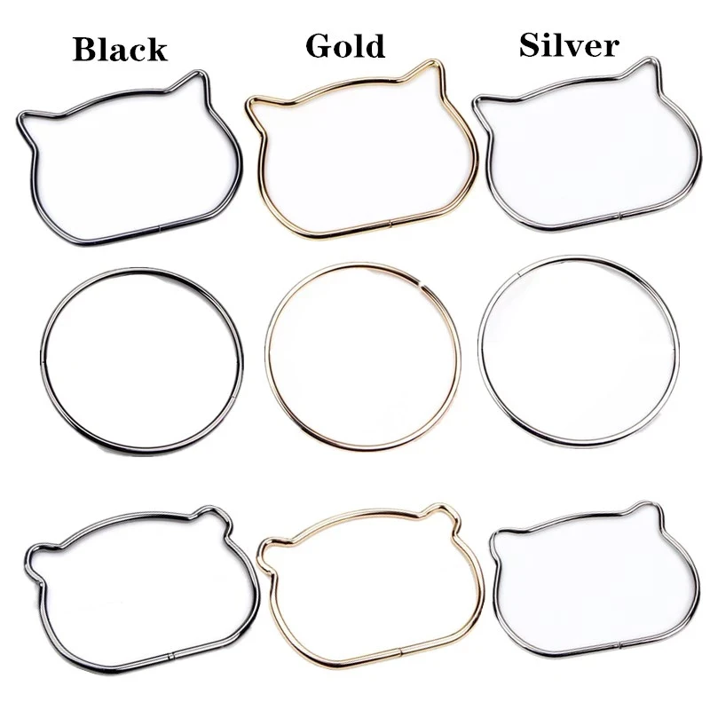 Creative Cat Ear Bag Handles Metal DIY Handbags Bags Purse Handmade Bag Accessories Round D-ring Hanging Buckle Hardware