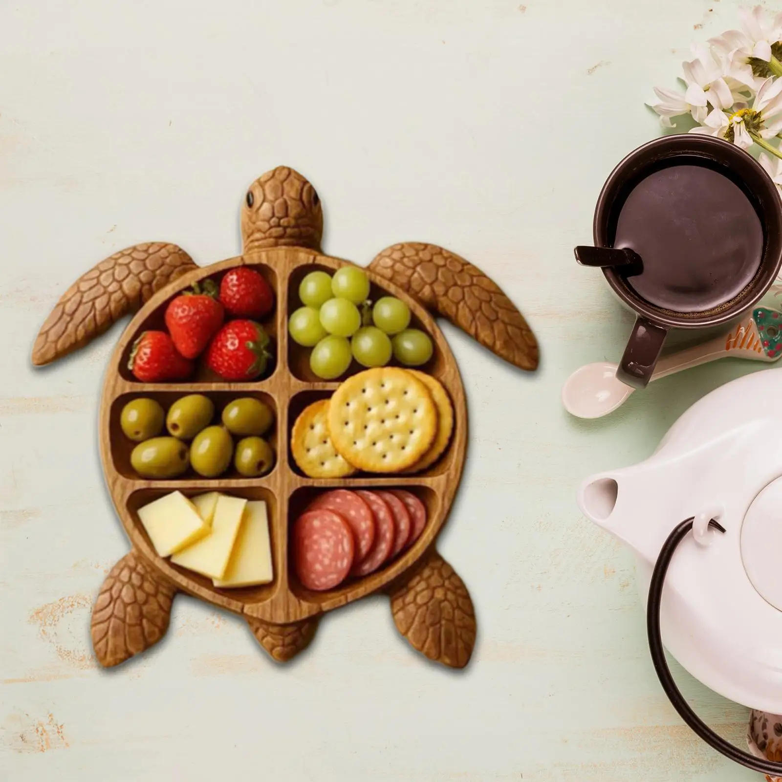 Charcuterie Board Food Tray Unique Organization Turtle Shape Animal Design