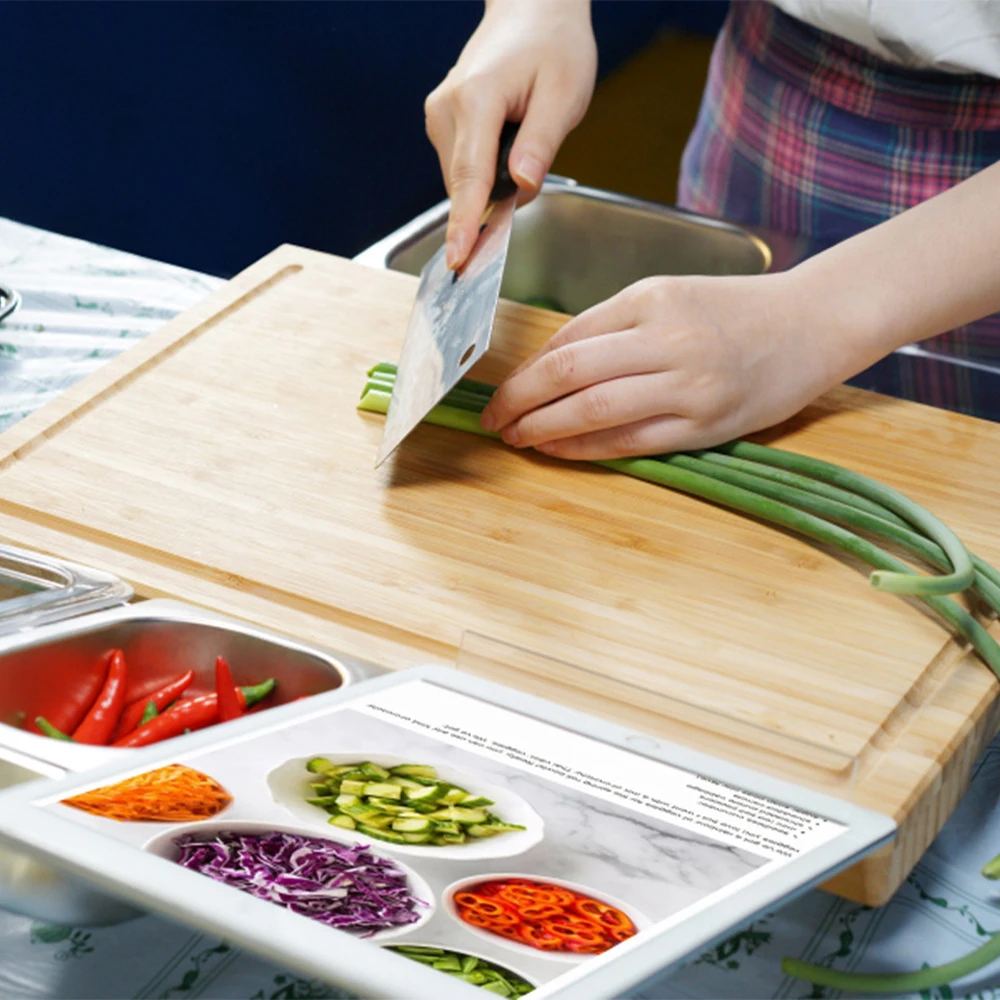Bamboo Cutting Board with Slide-Out Trays 5 | Bamboo Cutting Board with Slide-Out Trays 4