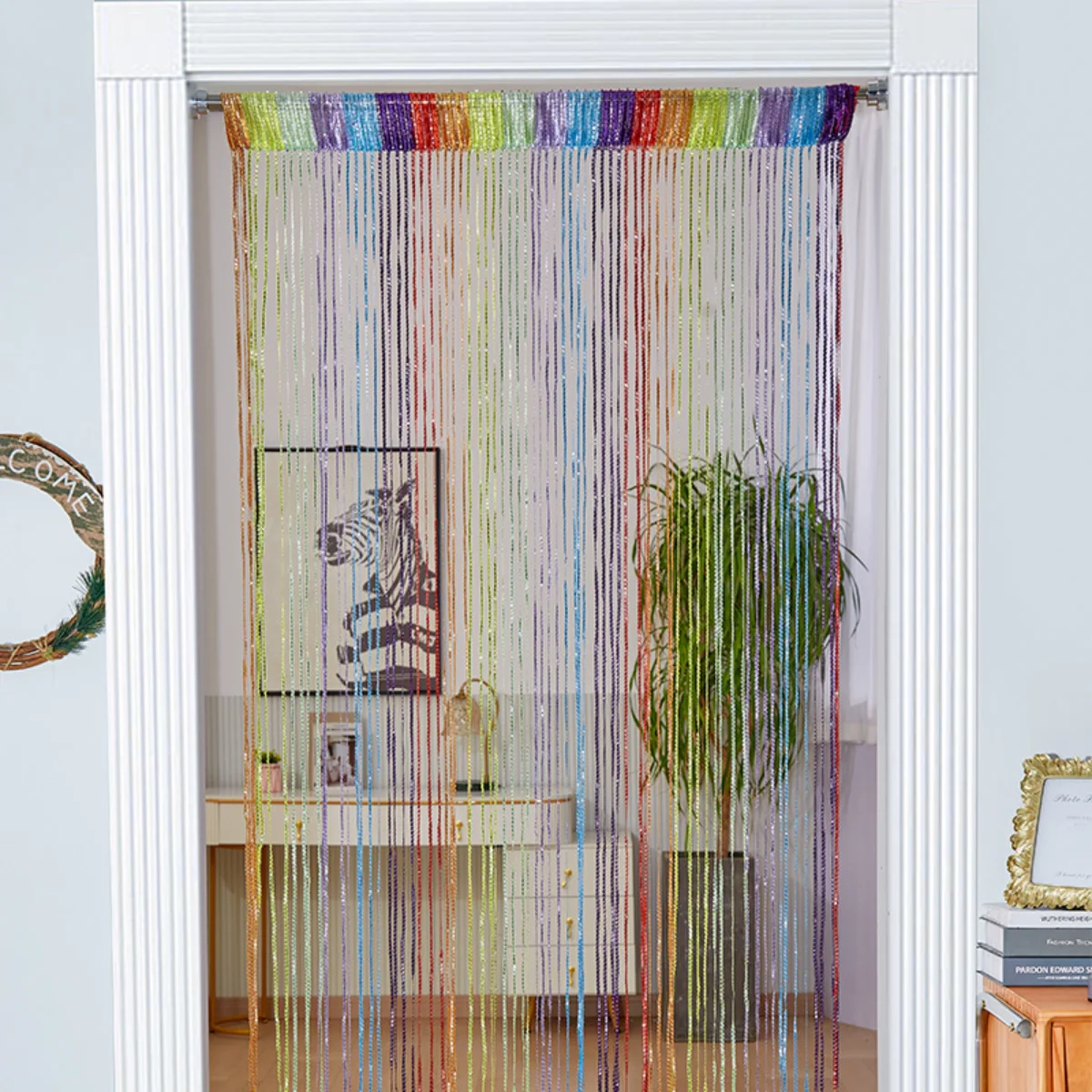 Panel De Cortina De Cuerda Para Puerta, Ventana De Pared, Divisor De  Habitacion Cortina Con Borlas, image size:1200x1200