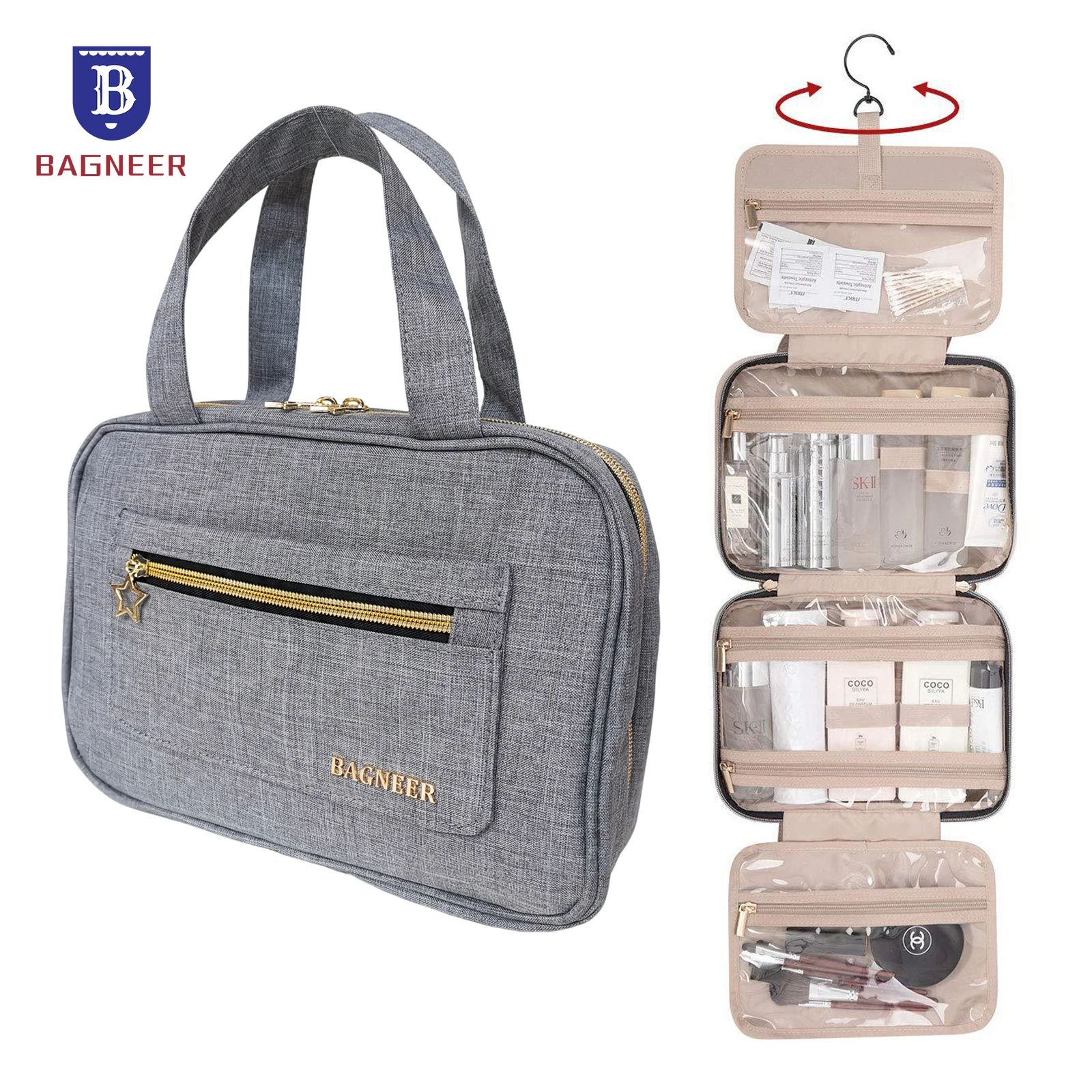 Foldable Toiletry Makeup Bag Women Travel Organizer Hanging Cosmetic Make Up Storage Waterproof Beauty Pouch Men Bathroom Case 2