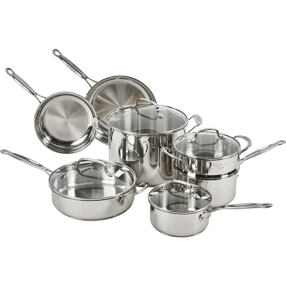 

11-Piece Cookware Set, Chef's Classic Stainless Steel Collection 77-11G cookware cookware sets pots and pans