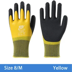 Enhanced Waterproof Anti - Slip Work Gloves with Double Latex Coating (Size 8M Yellow)