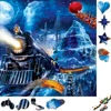 Unique Wooden Puzzles Moonlight Train Snow Mountain Wood Jigsaw Puzzle Craft Irregular Family Interactive Puzzle Gift for Friend 1