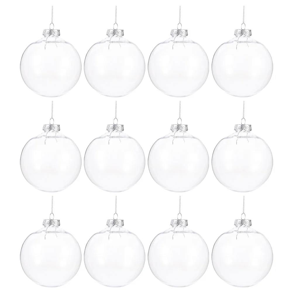 

10/12pcs Christmas Transparent Ball Plastic Fillable Bauble 8-10cm Xmas Tree Hanging Ornaments Decoration Wedding Party Gift Box