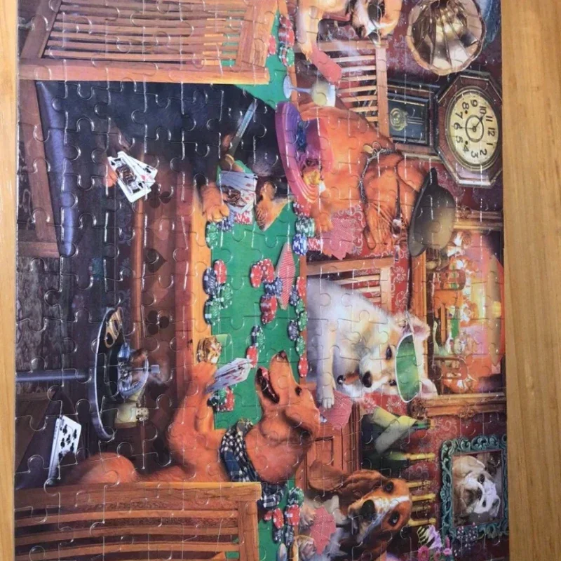 38*26cm Adults 1000 Pieces Paper Jigsaw Puzzles Puppy Gathering Cute Animals Paintings Stress Reducing Toys Christmas Gifts 4