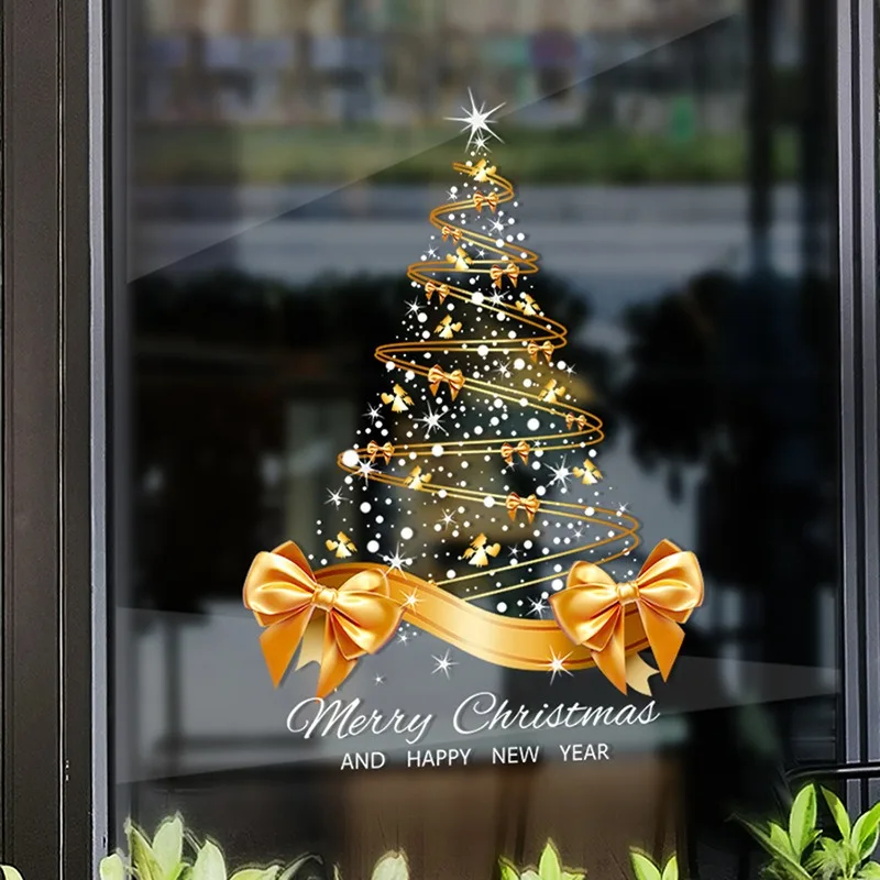 Christmas Tree Window Clings Stickers Glass Xmas Decals Home Decorations 1pc