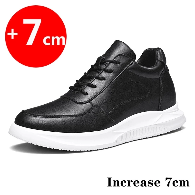 

WEH Man Elevator Shoes Sneakers Heightening Shoe Increase Shoes Leather Shoes Insoles 7CM Daily Life Height Increasing Shoes