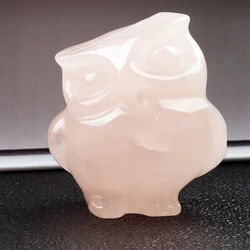 Hand - Carved Tiger Eye Owl Figurine - Natural Stone Jade Miniature, Crystal Art for Chakra and Home Decor, 1.5 (Rose quartz)