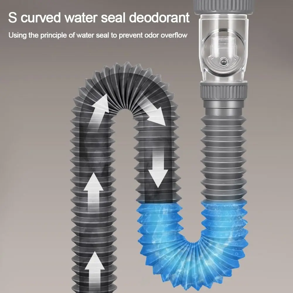 S Type Flexible Sink Drain Pipe Set Anti-Odor Sink Sewer Pipeline Drain Hose Extension Tube Anti-blocking Washbasin Accessories