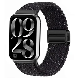 Nylon Braided Magnetic Smartwatch Strap Bracelet Accessory for Redmi watch 5 (Starry Black)