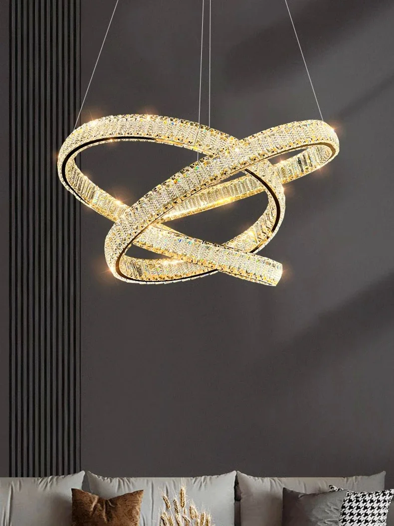 Description Picture 2 of itemContemporary Originality Pendant Lamps Simple Metallic Luster Light Luxury Crystal Chandelier Restaurant Villa Foyer Art Decor