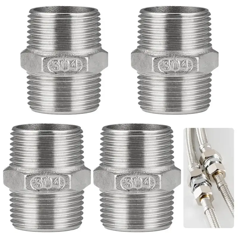 

4Pcs Hex Nipple 1" Male X 1" Male Pipe Fittings 1’’ NPT Male Threaded Pipe Fittings 1" X 1" NPT Male Pipe Adapters For Pipelines