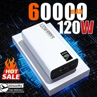 60000mAh High Capacity Power Bank 120W Fast Charging Powerbank Portable Battery Charger For iPhone Samsung Huawei Xiaomi