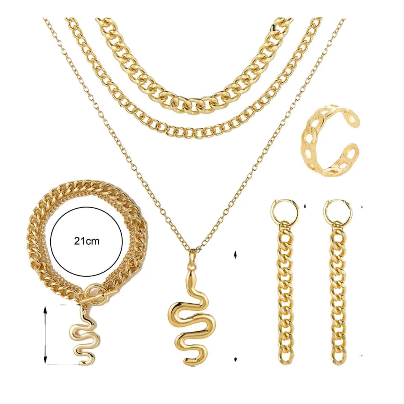 Jewelry sets jewelry set New serpentine jewelry four-piece set creative wedding ring earring bracelet necklace set