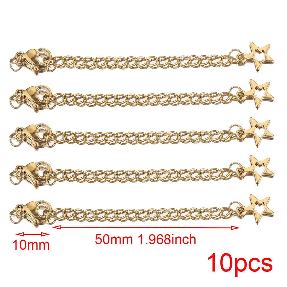 10pcs 스테인레스 스틸 확장 확장 테일 체인 랍스터 걸쇠 커넥터 DIY 쥬얼리 결과 팔찌 목걸이 만들기