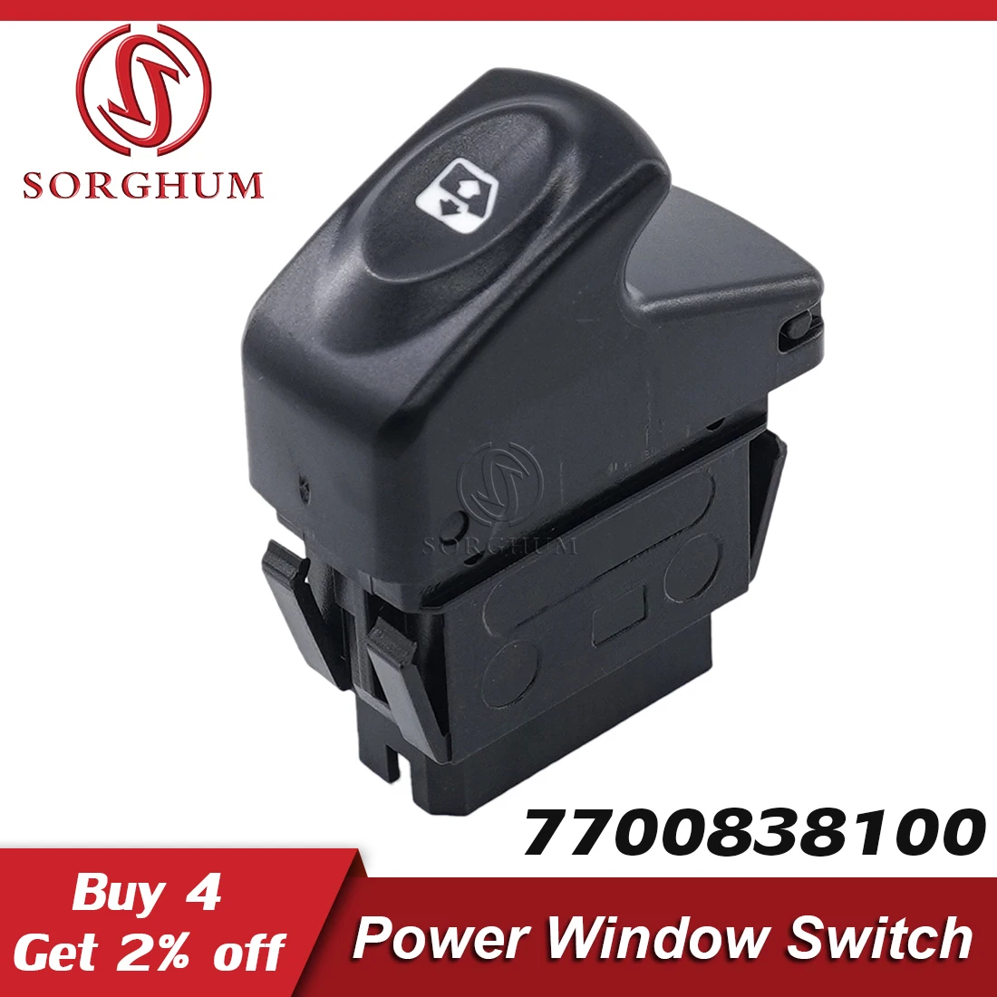 

Sorghum 7700838100 Car Power Window Control Switch Lift Regulator Single Control Button For Renault Kangoo Megane Clio 1998-2014
