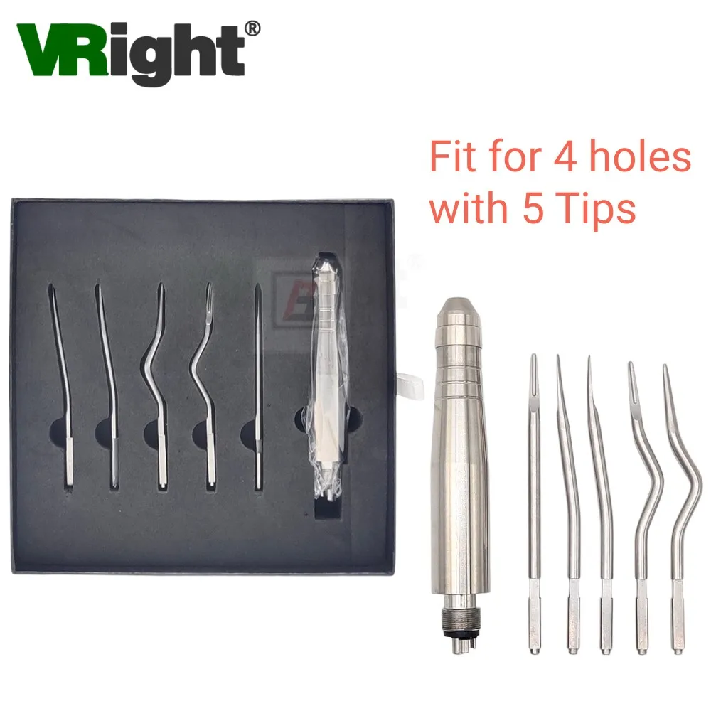 

1sets 4 Hole Dental Tooth Extraction Surgery Instruments Turbine Pneumatic Elevator with 5 Tips for Clinic Dentistry Tools