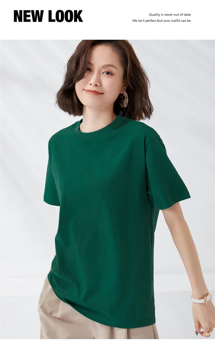 Women T-shirts 2024 Summer Tops Solid Short Sleeve Loose O-neck 100% Cotton Casual Ladies Shirts Harajuku Korean Woman Tshirts
