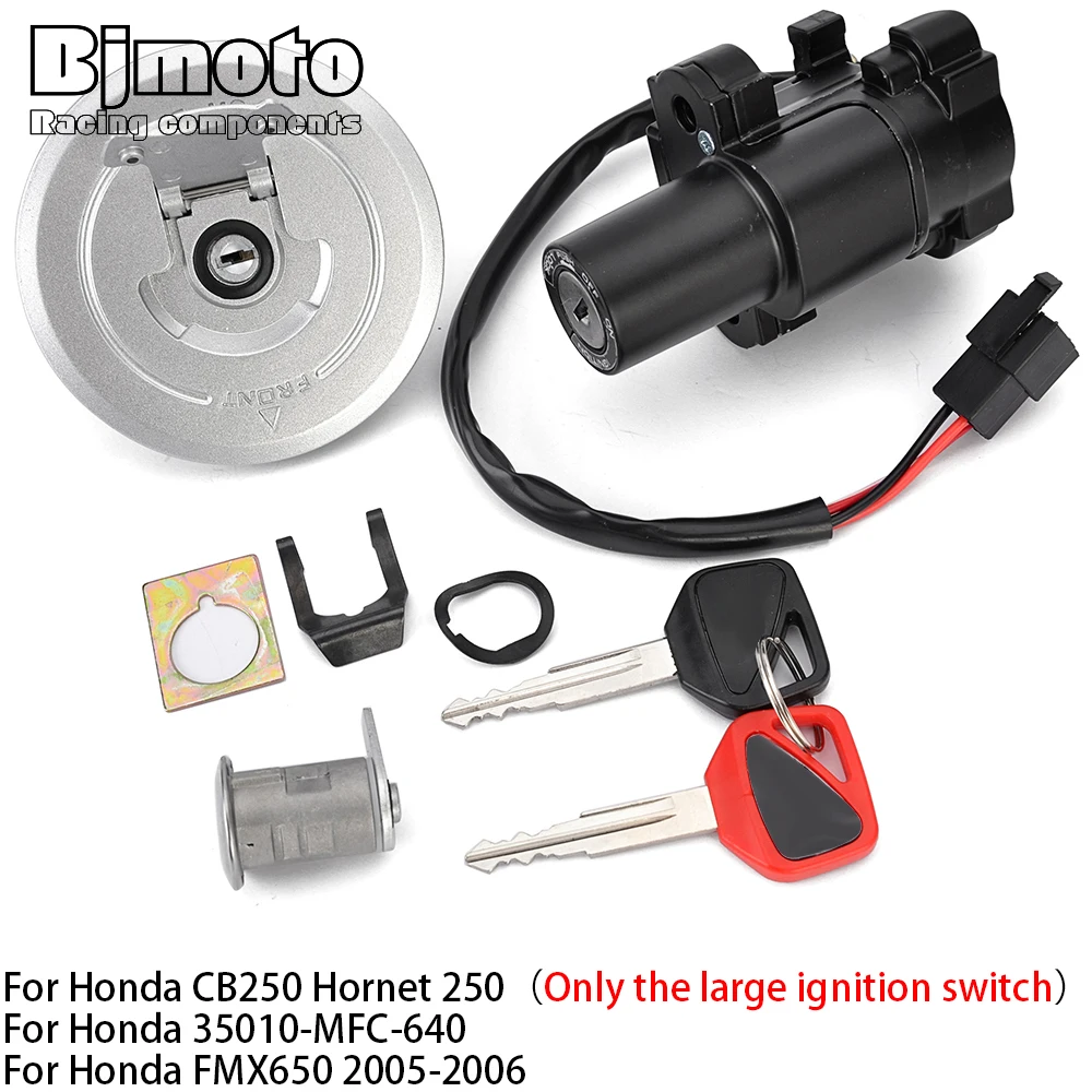 CB250 Fuel Gas Cap Ignition Switch Seat Lock with Key Kit For Honda CB250 Hornet 250 35010-MFC-640 FMX-650 FMX650 2005 2006