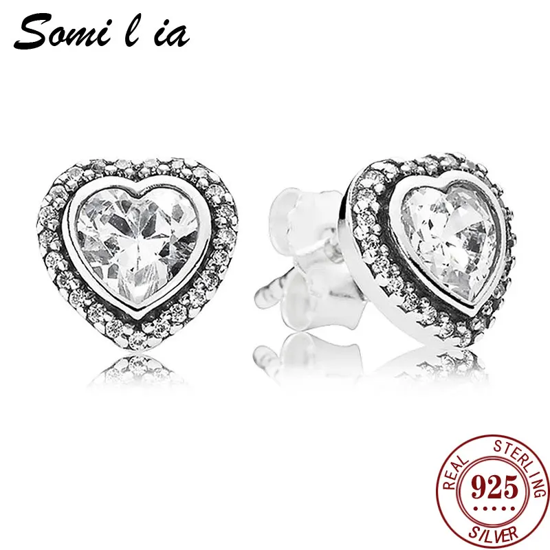 

SOMILIA Sterling Silver S925 Round Sparkle Halo Stud Earrings With Ornamental Stone For Women Fashion Luxury Wedding Jewelry