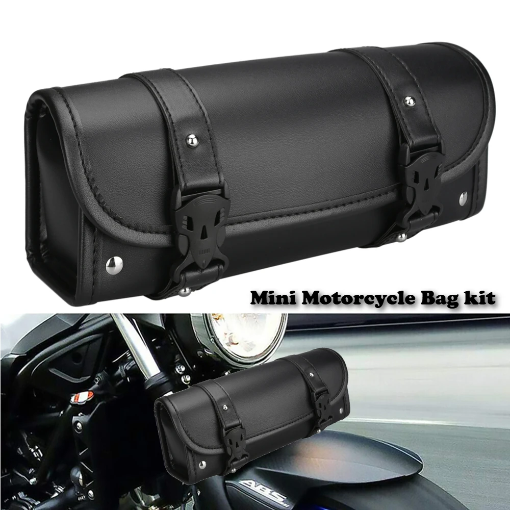 Motorcycle Saddlebags PU Leather Front Fork Tail Tool Bag Luggage For Harley Chopper Bobber Cruiser Sportster XL 883 1200 Bag