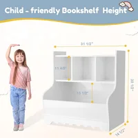 Kids Bookshelf, Toddler Toy Storage Organizer, Wooden 4 Cubby Children Book Shelf for Playroom, Bedroom, Nursery, Classroom 2
